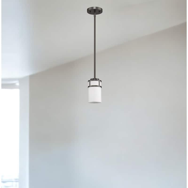 HomeRoots Brushed Bronze Minimalist Cylindrical Hanging Light - 4.75' X '6.75' X '4.75 - 4.75' X '6.75' X '4.75