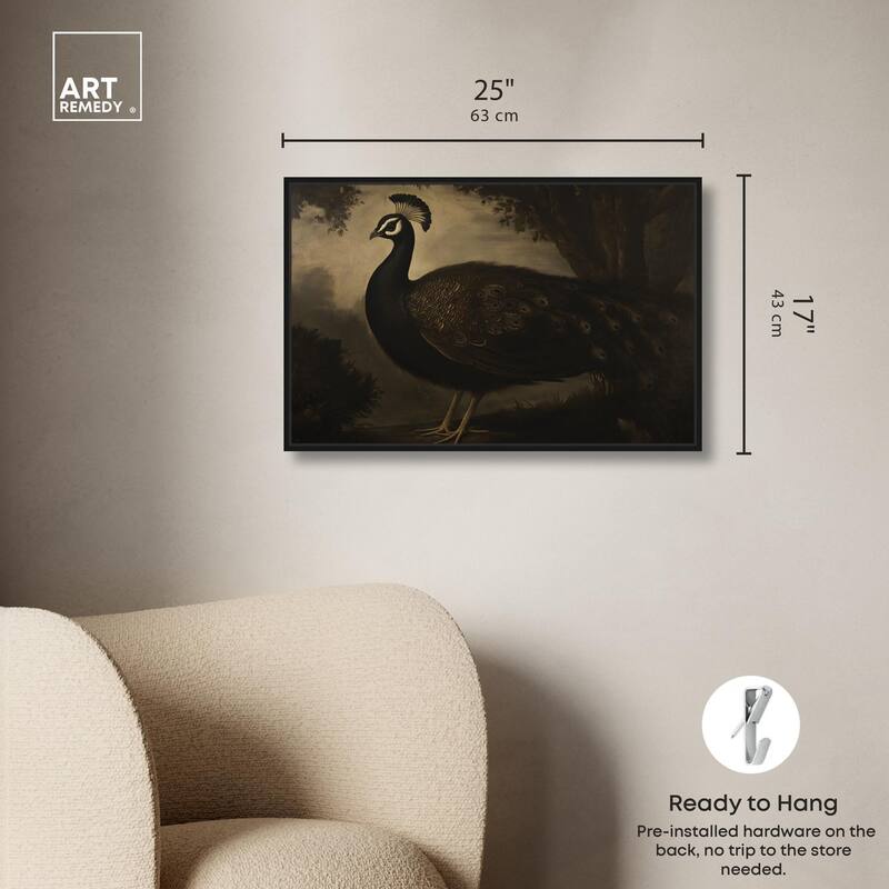 Peacock in Monotone Canvas by Art Remedy