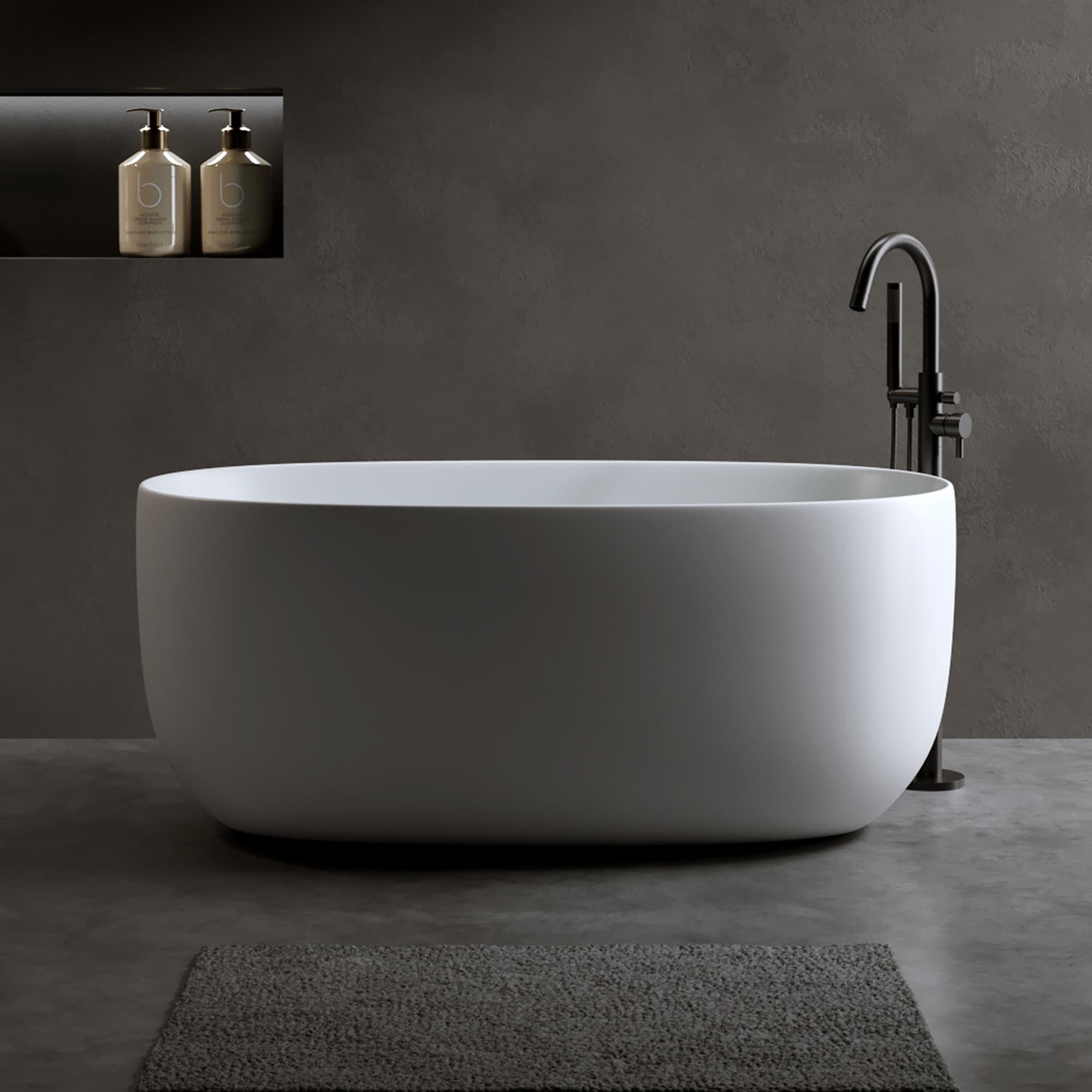 Modern Solid Surface Freestanding Bathtub Ergonomic Soaking Comfort by GDFStudio - 47"