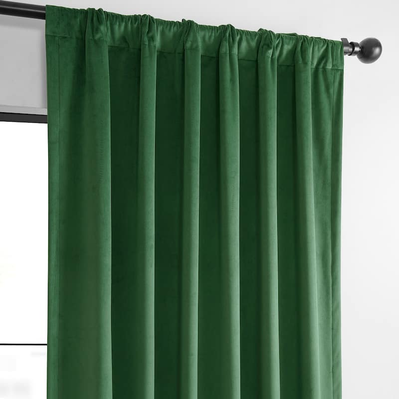 Exclusive Fabrics Basic Deluxe Velvet Room Darkening Curtain Pair - 2 Panels Window Curtains