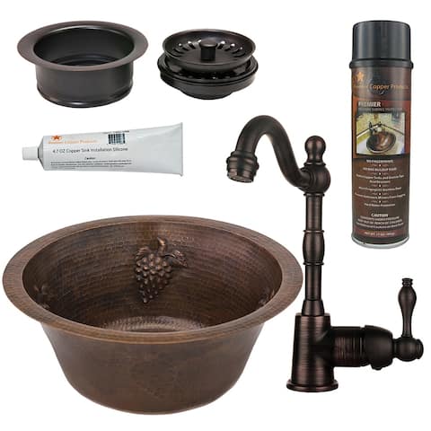 Premier Copper Products Bar Sink, Faucet and Garbage Disposal Drain Package
