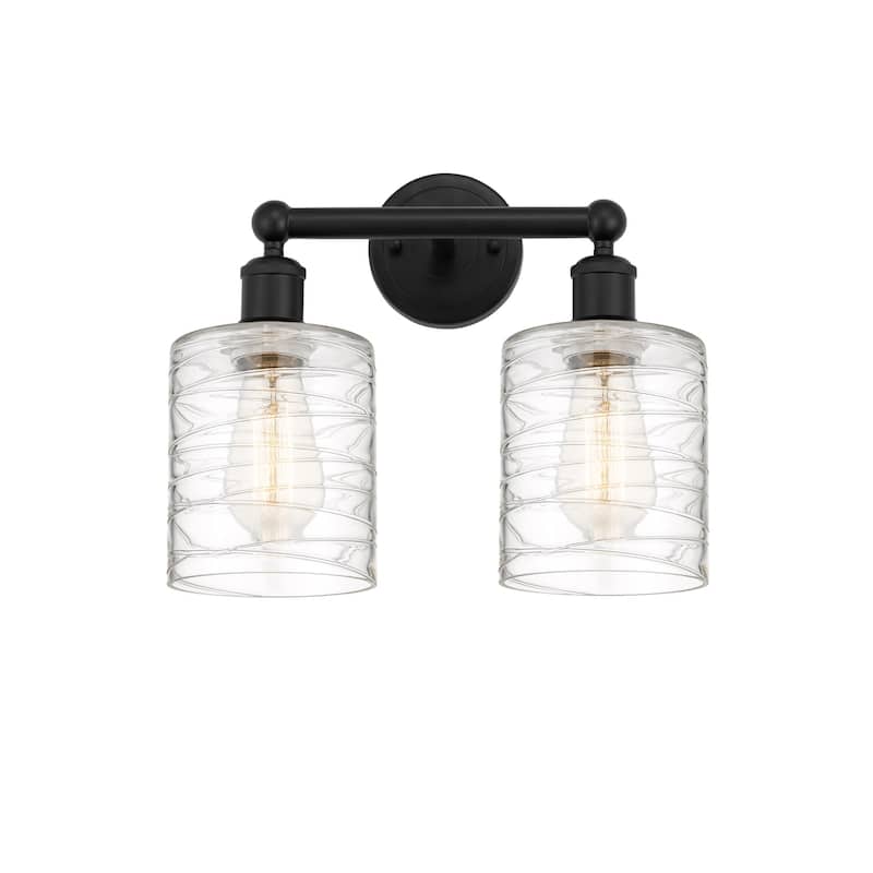 Innovations Lighting 616-2W-12-14 Cobbleskill Vanity Cobbleskill 2 - Matte Black / Deco Swirl
