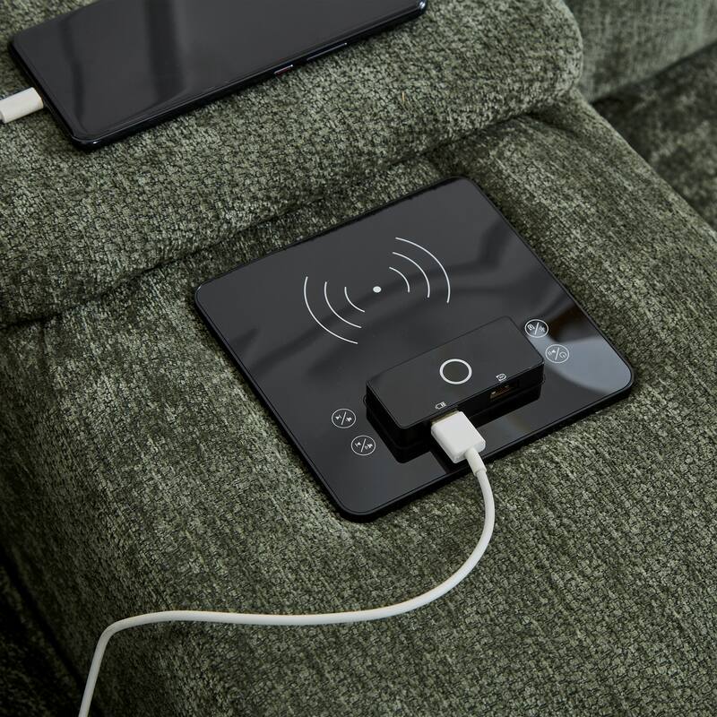 126" U-Shaped Sectional Sofa with Storage Ottomans & Bluetooth Speakers - Modular Couch with LED Lights, Console