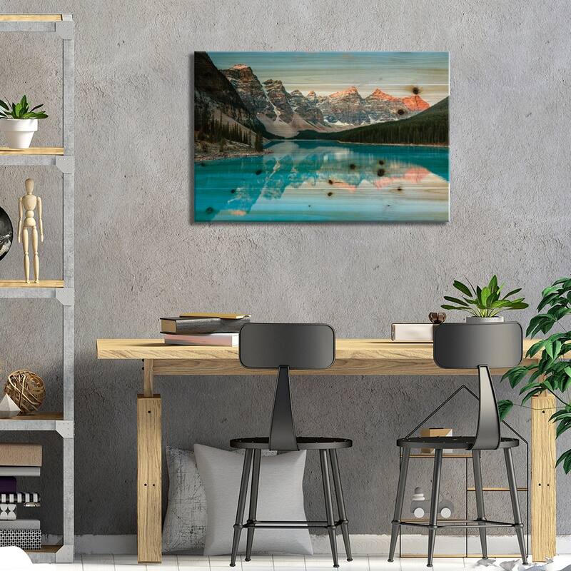 Sunrise At Moraine Lake Print On Wood by Matteo Colombo - Multi-Color