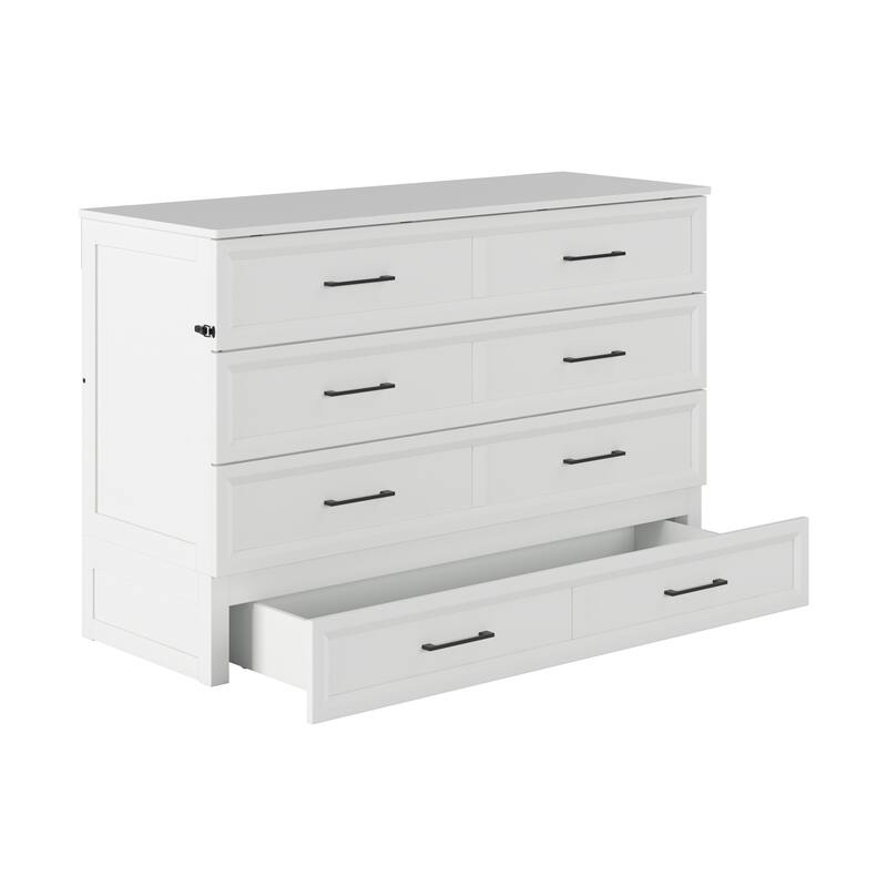 Tucson Murphy Bed Chest with 6" Mattress, Drawer & Built-in Charger