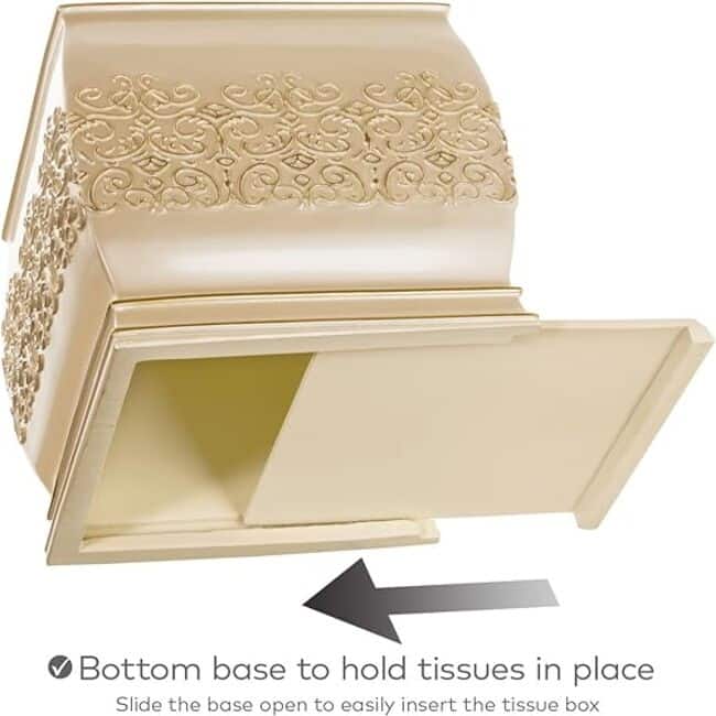 Creative Scents Shannon Beige Square Tissue Box Cover - Gold - Gold