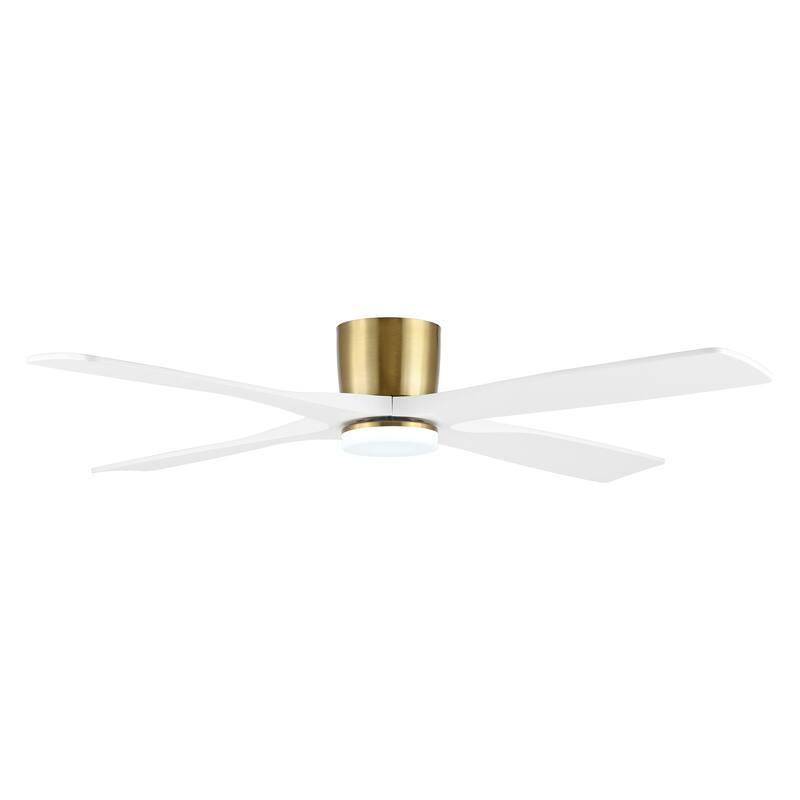 WINGBO 60" Flush Mount DC Ceiling Fan with Lights, 4 Reversible Blades, Hugger Low Profile Indoor Ceiling Fan