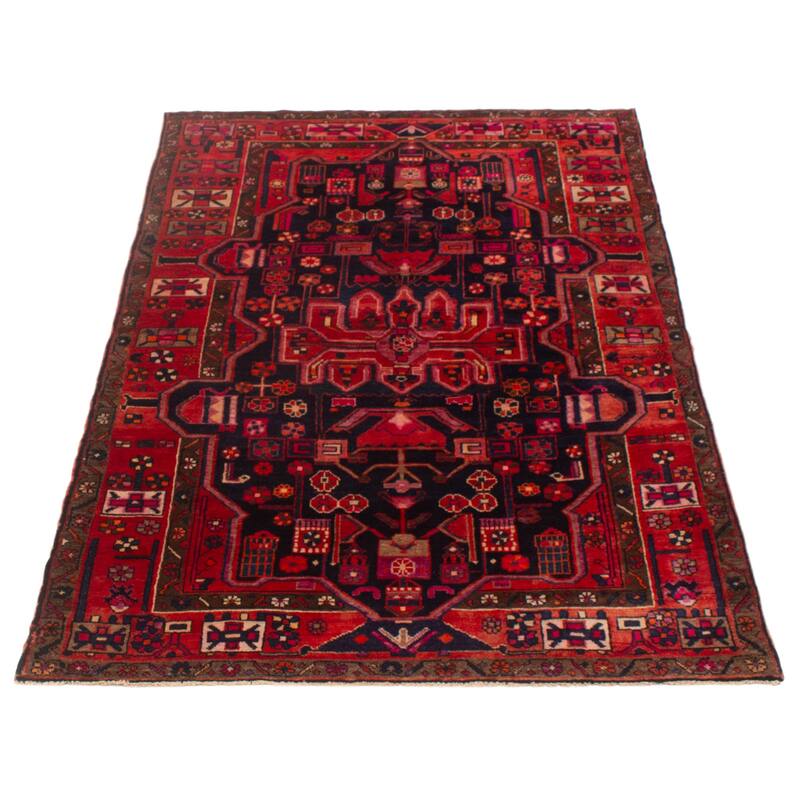 ECARPETGALLERY Hand-knotted Anadol Navy, Red Wool Rug - 4'11 x 7'10