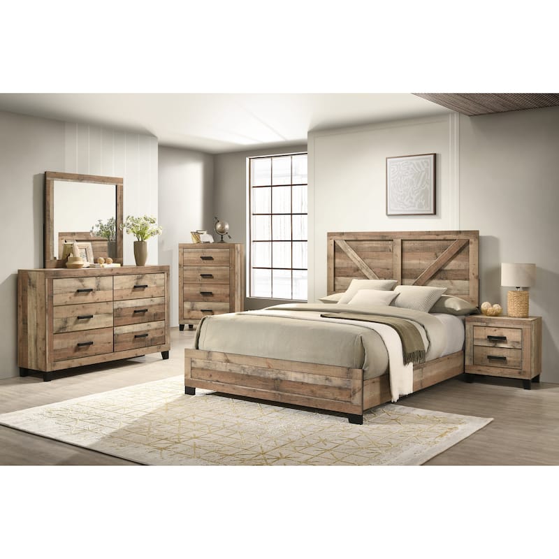 Biloxi Antique Natural Wood Slim Profile Bed