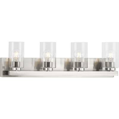 Goodwin Collection Four-Light Brushed Nickel Modern Vanity Light with Clear Glass - Large