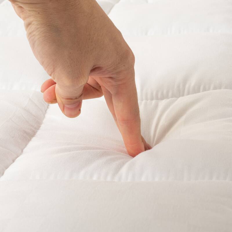 Mattress Pad, Cooling Cotton Pillow Top Cover Quilted Elastic Fitted Protector, 18-Inch-Deep Pocket - White
