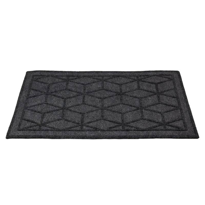 Gray Diamond Patterned Rectangular Coir Doormat 18" x 30" - 30