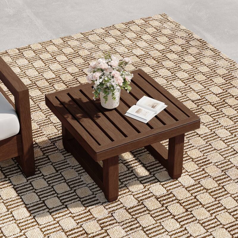 Square Teak Wood Outdoor Patio Side Table