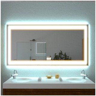 Lighted Bathroom Mirrors - 72” White Bathroom Mirror with Lights ...