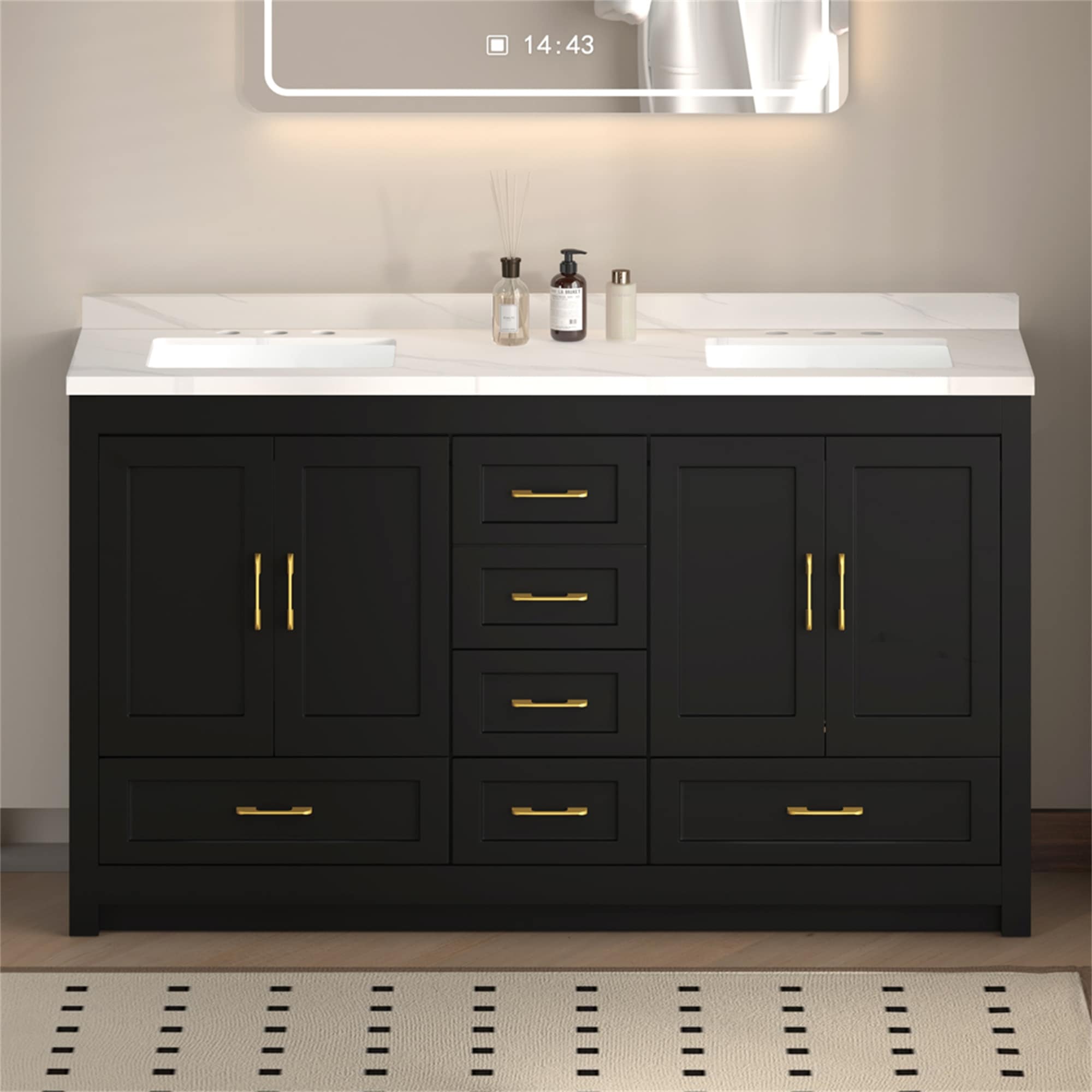 60" Black Bathroom Vanity