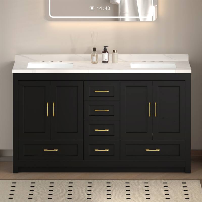 60" Black Bathroom Vanity - Black