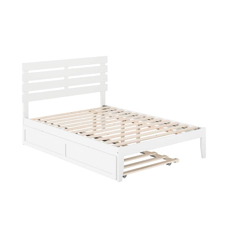 Oxford Full Platform Bed with Twin Trundle in White