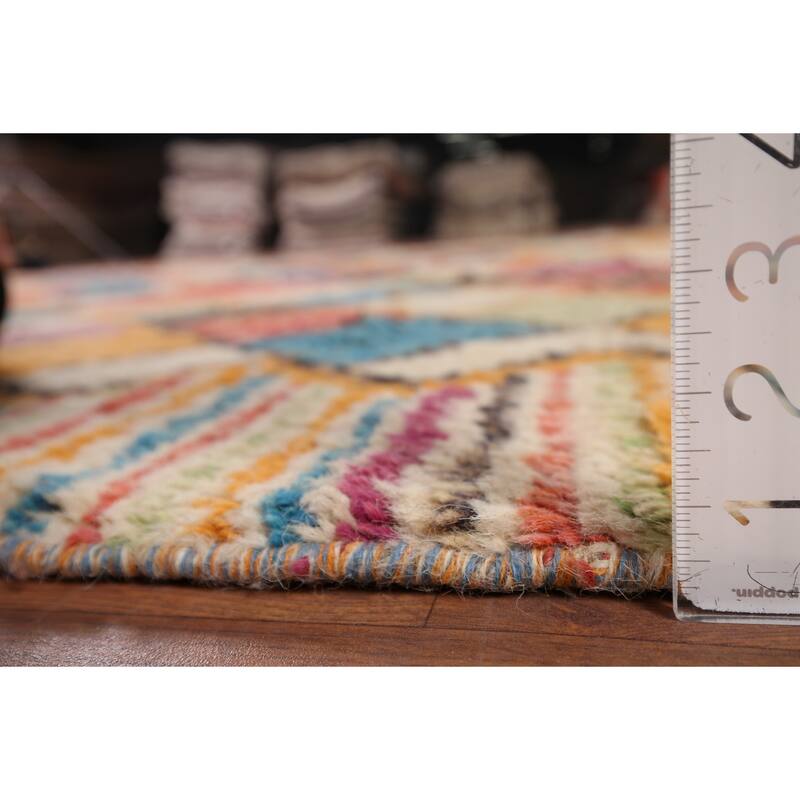 Trellis Geometric Moroccan Oriental Area Rug Hand-Knotted Wool Carpet - 8'11" x 12'10"