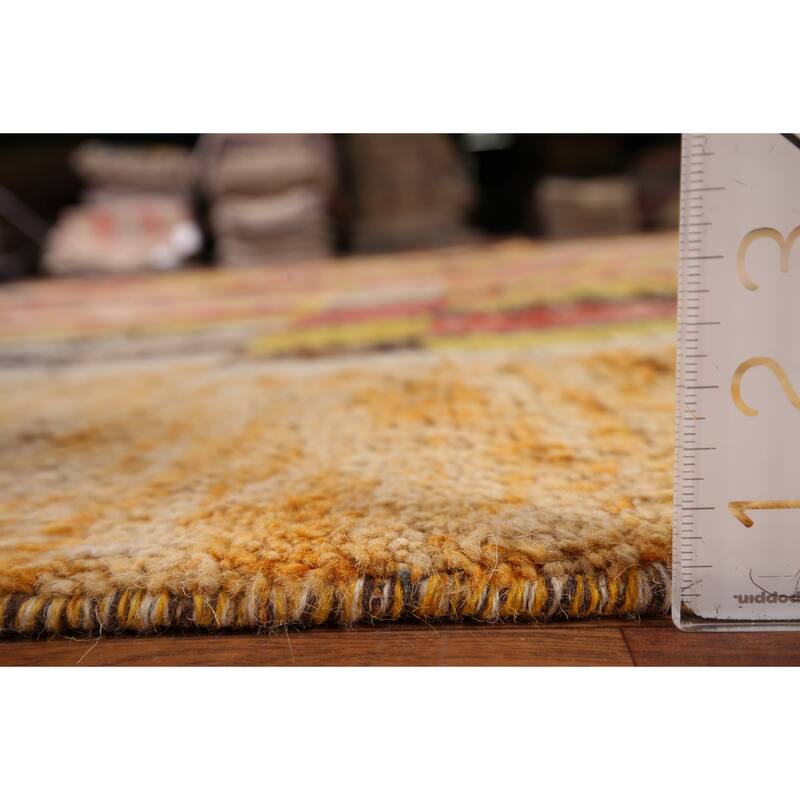 Plush Moroccan Oriental Area Rug Hand-Knotted Geometric Wool Carpet - 8'11" x 12'9"