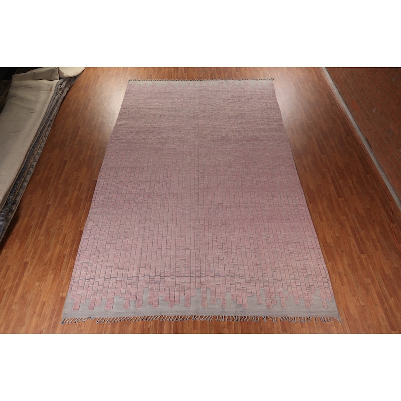 All-Over Pink Moroccan Oriental Large Area Rug Handmade Wool Carpet - 11'8"x 17'9"