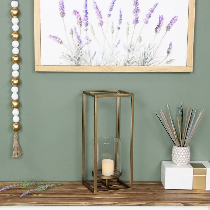 Pembertale Tall Square Gold Metal Lantern - Large