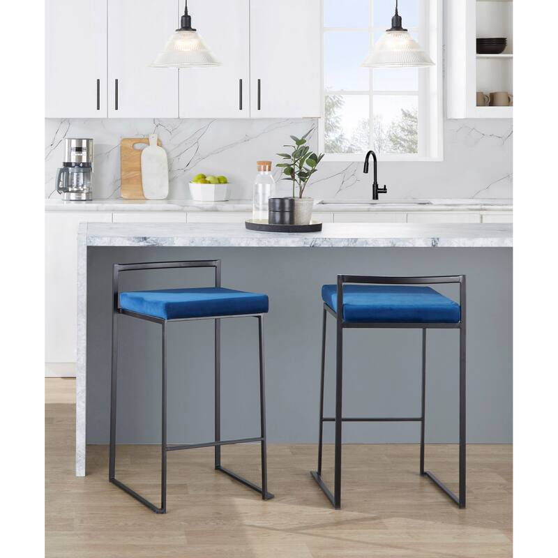 Porch & Den Forrest Contemporary Black Stackable Fully Welded Counter Stool (Set of 2)