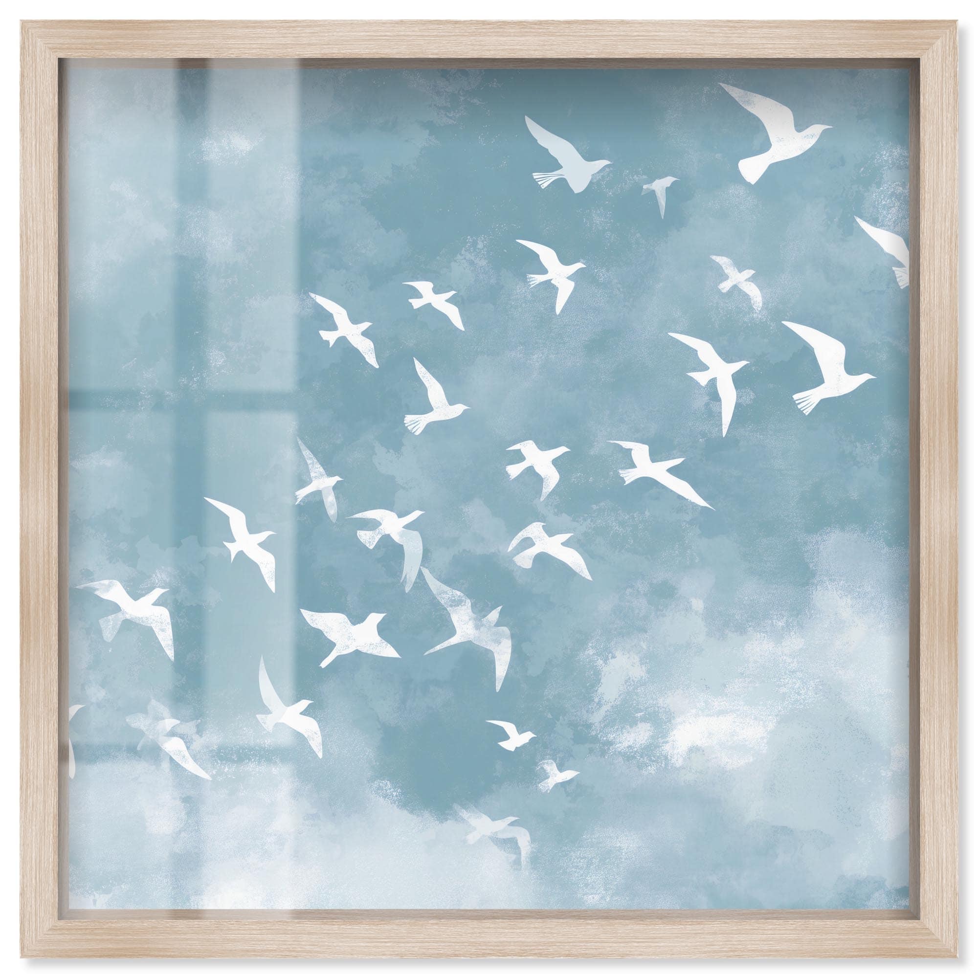 White Flock Farmhouse Wall Decor Shadowbox Print by Art Remedy