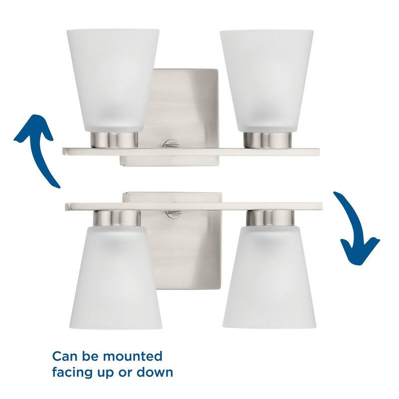 Tanner Collection Two-Light Brushed Nickel Transitional Vanity Light - 13 in x 6.5 in x 7.12 in