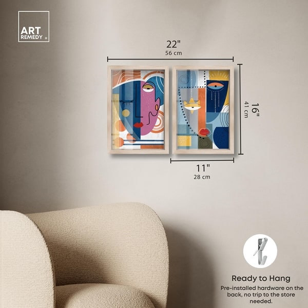 dimension image slide 10 of 18, Abstract Mask Series Living Room Set Shadowbox Print by Art Remedy