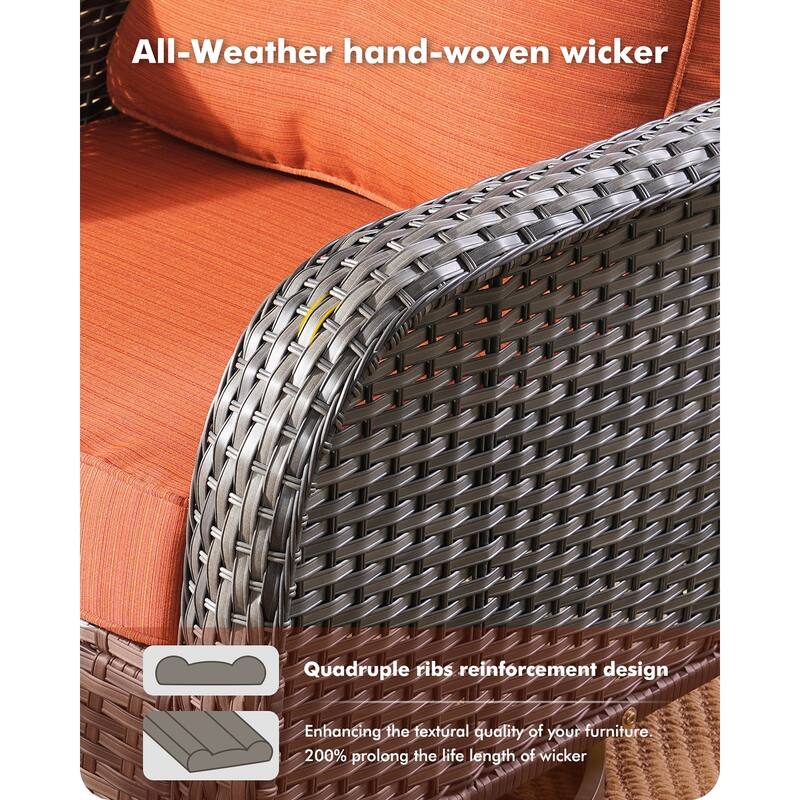 OVIOS 9-Piece Outdoor Wicker Conversation Set with Fire Pit