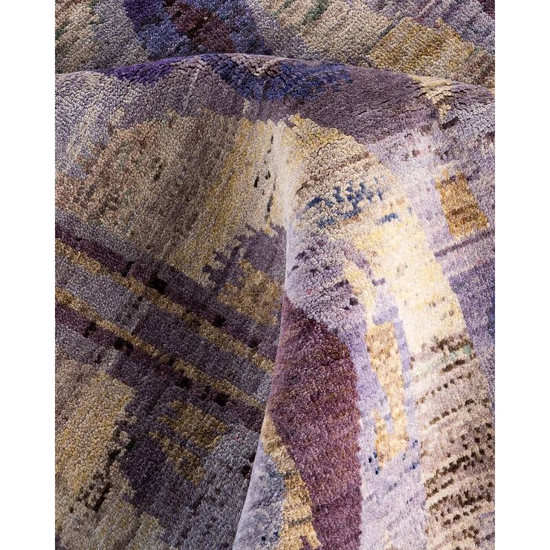 Ikat One-of-a-Kind Handmade Area Rug, Purple - 9' 0" x 12' 3"