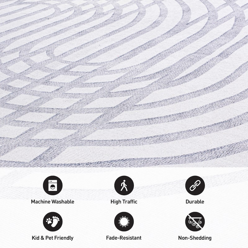 Contemporary Lines Machine Washable Area Rug