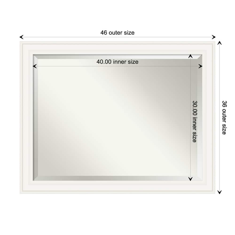Beveled Bathroom Wall Mirror - Ridge White Frame - Ridge White