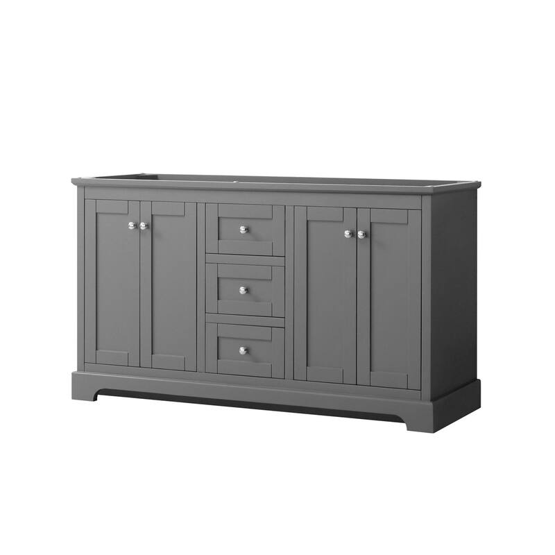 Wyndham Collection Avery 60" Double Free Standing Vanity Cabinet Only - Dark Gray / Polished Chrome Hardware
