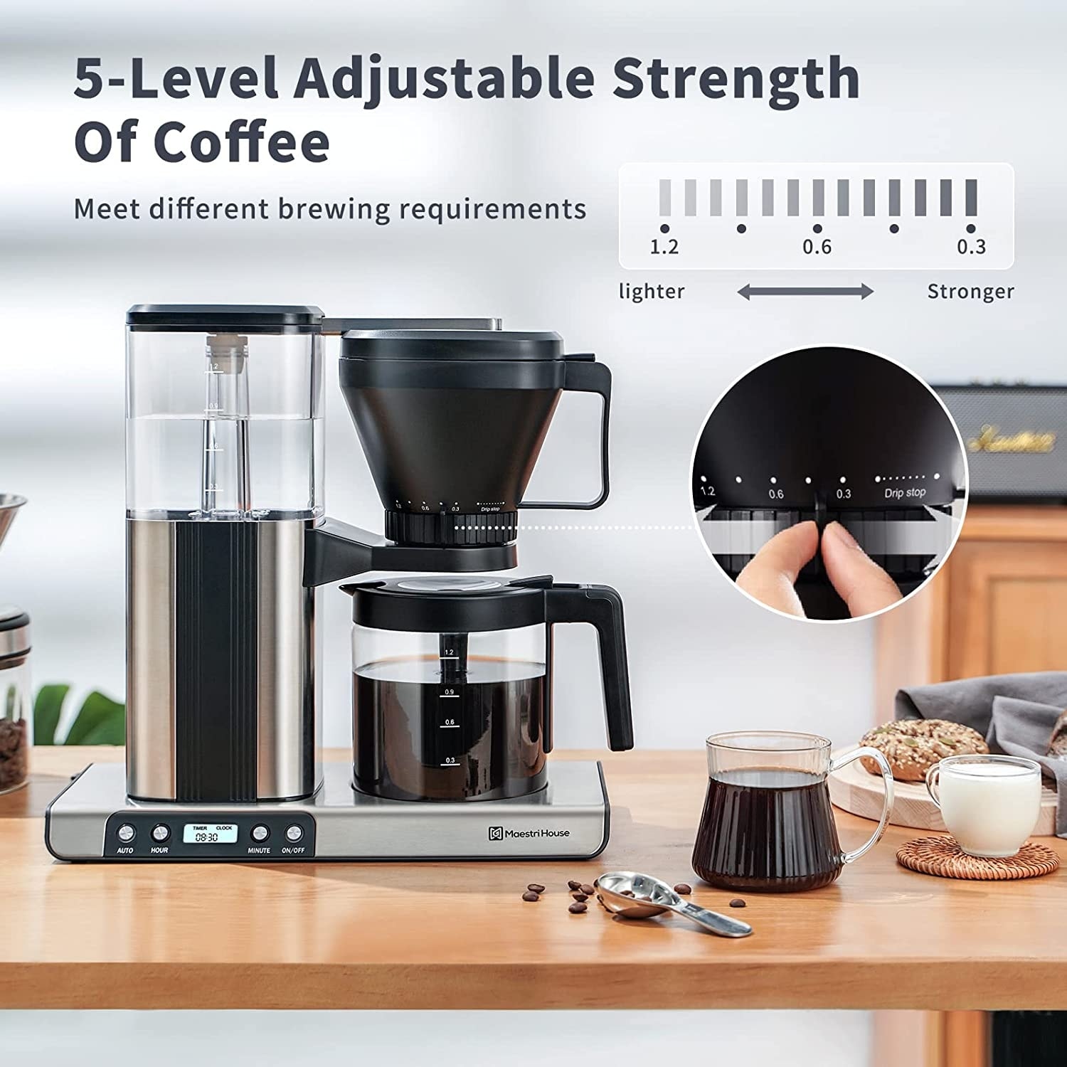 8 Cup Drip Coffee Maker - Stainless Steel Coffee Maker - Programmable Coffee  Maker with Timer - Bed Bath & Beyond - 37527216