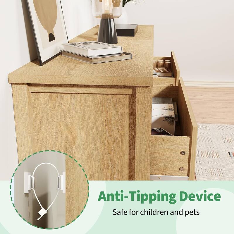 Modern Fluted 3 Drawer Dresser, Nightstand for Bedroom, Living Room, Hallway