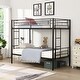 preview thumbnail 9 of 13, Black Twin over Twin Metal Bunk Bed, Metal Structure Bedframe with Safety Guardrails and 2 ladders, Convertible Bunkbeds