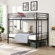 preview thumbnail 9 of 13, Elegant Twin Over Twin Bunk Bed, Metal Structure Bedframe with Safety Guardrails, 2 ladders and Space Saving Design, Black