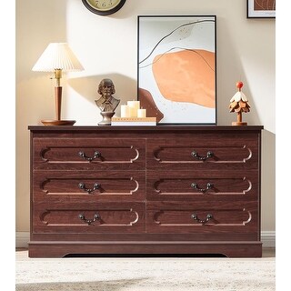 6 Drawer Dresser, Farmhouse Cherry Wood, Tall Chest of Drawers, Modern ...