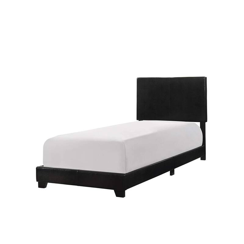 Erin Upholstered Twin Bed - Modern Black Faux Leather Platform Bed Frame