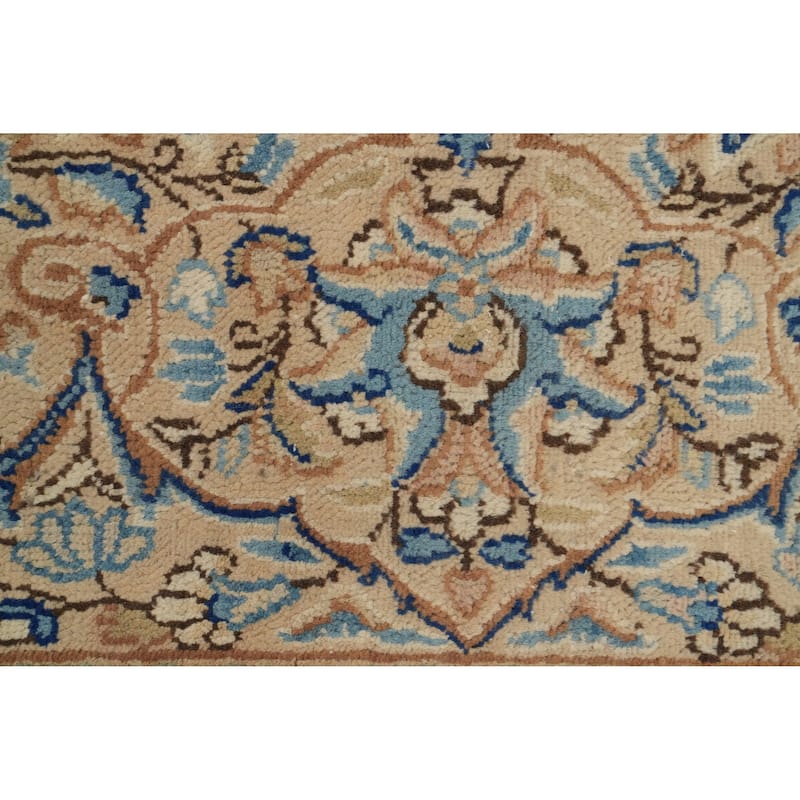 Hand Knotted Oriental 100% Wool Carpet Traditional All-Over Navy Blue & Blues Kerman Area Rug - 13' 0'' X 9' 7''