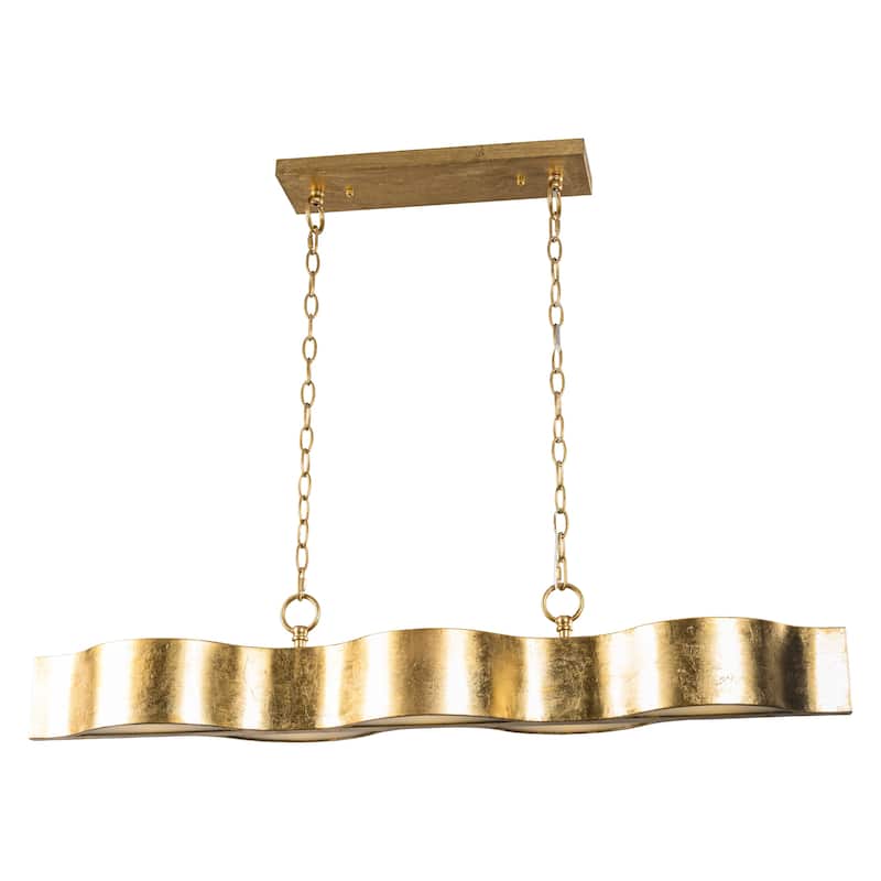 5-Light Antique Gold Wavy Dimmable Kitchen Island Chandelier Hanging Pendant