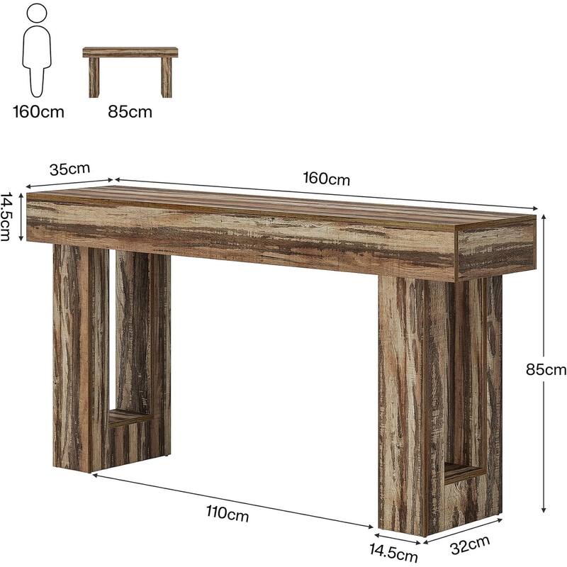 63" Wooden Console Table, Rectangular Sofa Table for Behind Couch, Entryway, HallwayLiving Room