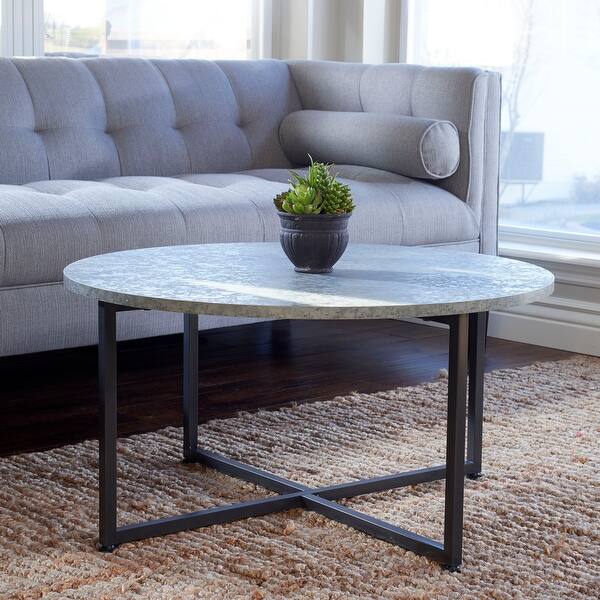 Household Essentials Round Gray Coffee Table, Grey Slate Bed Bath