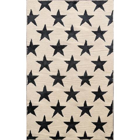 Wool/ Silk Modern Trellis Oriental Geometric Area Rug Hand-Tufted - 4'0" x 6'0"