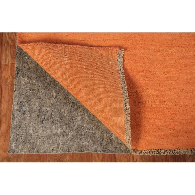 Orange Gabbeh Modern Area Rug Hand-Knotted Solid Wool Carpet - 6'8" x 9'7"