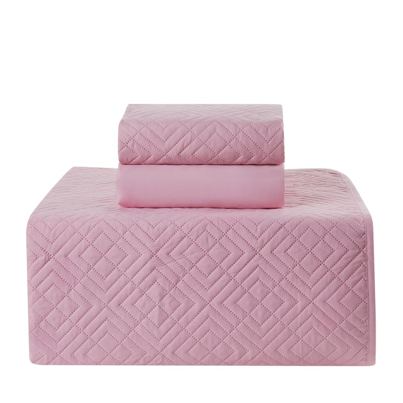 Clara Clark Diamond Weave Toddler Bedding Set, 3PC Bedspread Set - All Season Quilted Comforter, Fitted Sheet, and Pillow Sham