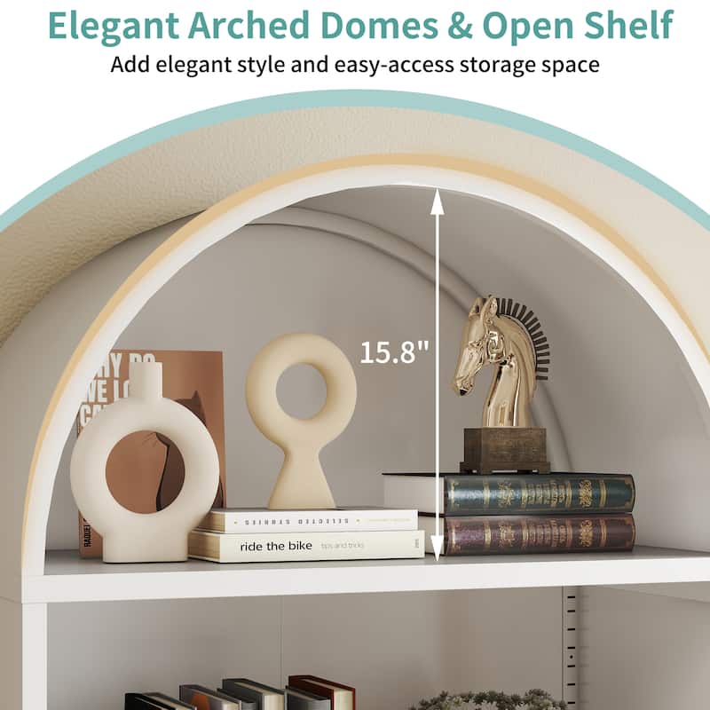 73.6-Inch Arched Metal Storage Display Cabinet with Adjustable Shelves