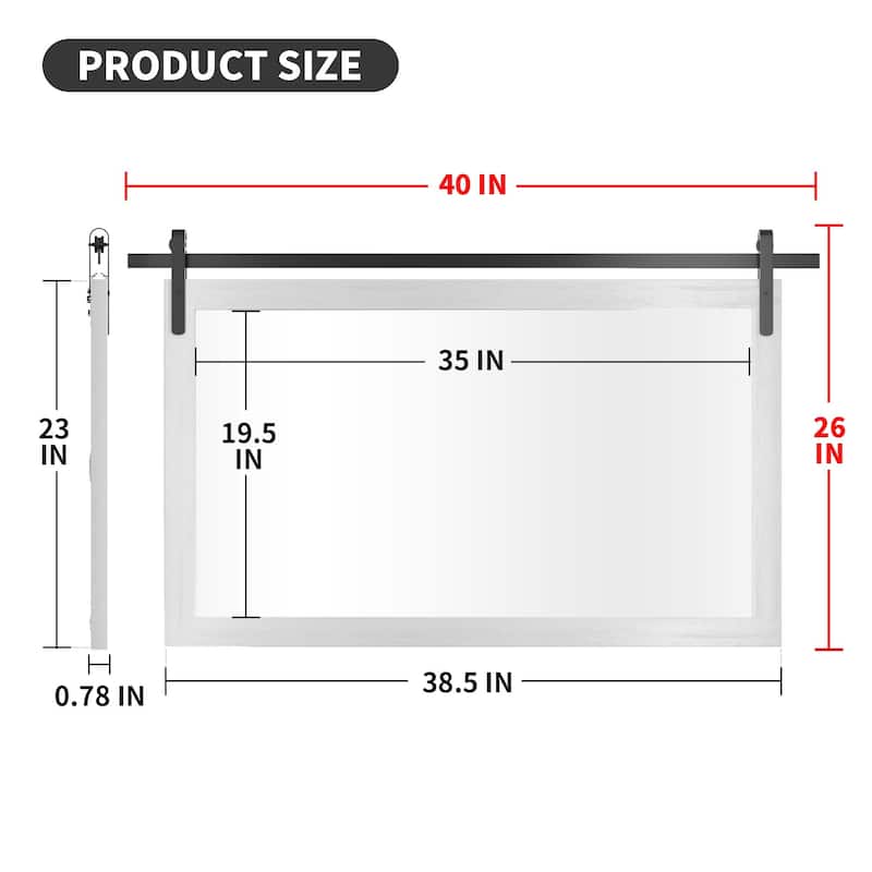 Farmhouse Barn Door Solid Wood Frame Bathroom Vanity Wall Mirror