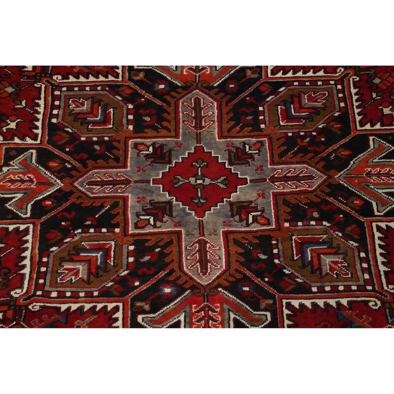 Hand Knotted Oriental 100% Wool Carpet Traditional Medallion Red Heriz Area Rug - 10' 11'' X 8' 4''